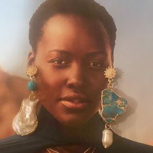 OOAK Mismatched Variscite and Pearl earrings.